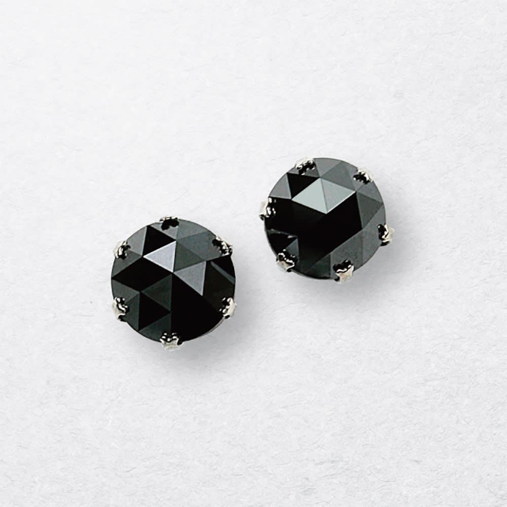 PT ブラックダイヤモンド 2.00ct ローズカット スタッドタイプ ピアス